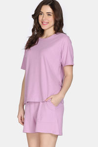Zivame 2 Mile Fashion Knit Cotton Loungewear Set - Mauve Mist — thumbnail 4